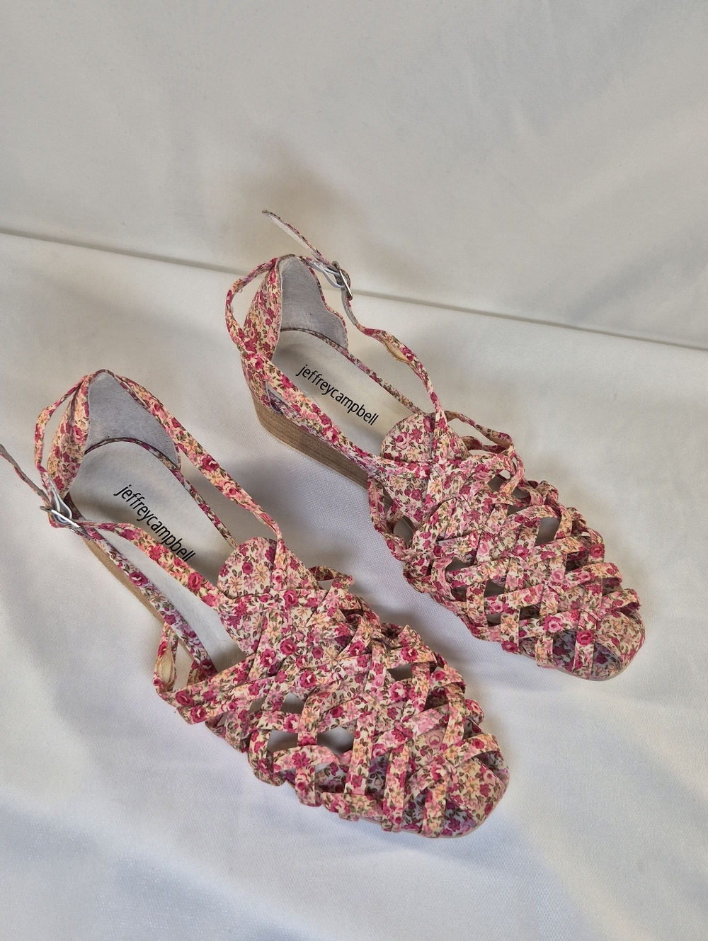 Jeffrey Campbell Women's 10 Kithira Micro Wedge Sandals Pink Sandals Shoes NEW - Picture 2 of 10
